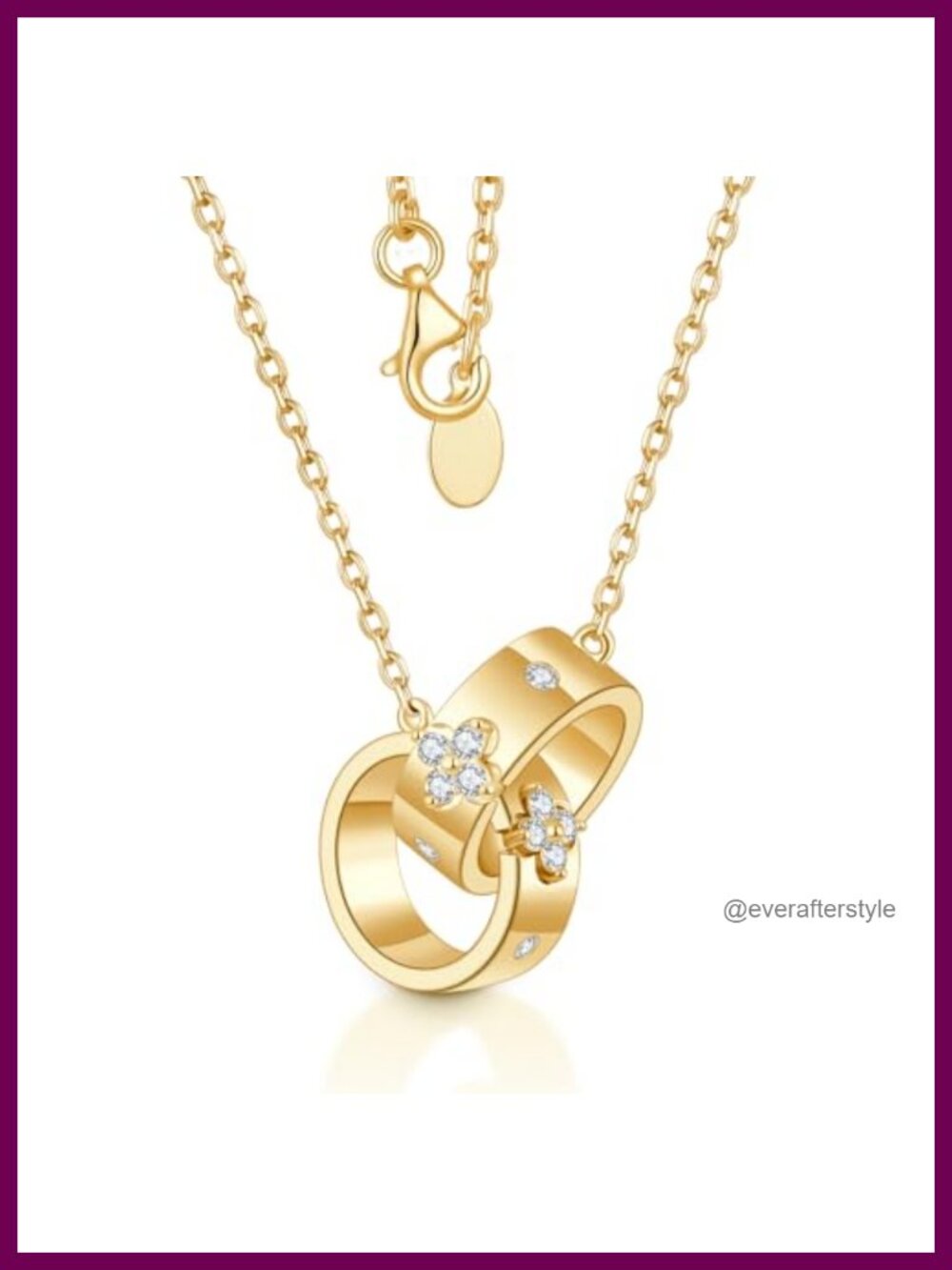 14K Gold Plated Moissanite Clover Pendant Necklace for Women Hypoallergenic Non